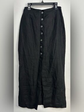 ESPRIT VTG Y2K Black Linen Button Front Midi Skirt Juniors Size 7